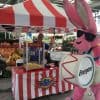 Energizer bunny next to popcorn stand