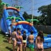 kids by water slide