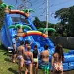 kids by water slide