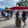 Whisky-Barrel-Table-With-Umbrella-Rental