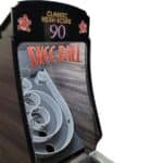 A Skee-Ball arcade game machine, perfect for NY party rentals Long Island, with "CLASSIC HIGH SCORE 90" displayed above the ramp and scoring rings labeled 10, 20, 30, 40, 50, and 100.