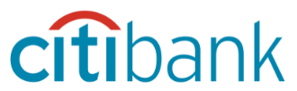 Citibank logo with the word "citibank" in blue lowercase letters; a red arc appears above the "t" and "i," resembling an umbrella.