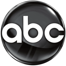 A shiny black circular logo with the lowercase white letters "abc" in the center, representing the American Broadcasting Company, a classic symbol often seen at NY events and party rentals Long Island celebrations.